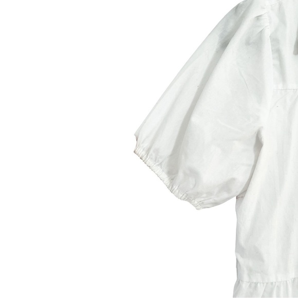 ABERCROMBIE Poplin Tiered White Mini Dress Sz S Tall - Picture 5 of 7